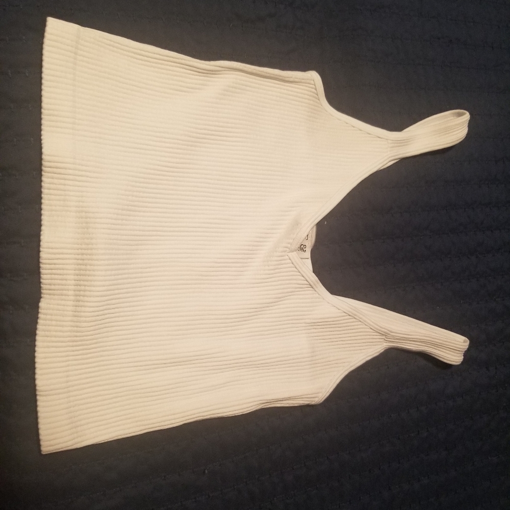 Crop ribbed tank top. White.